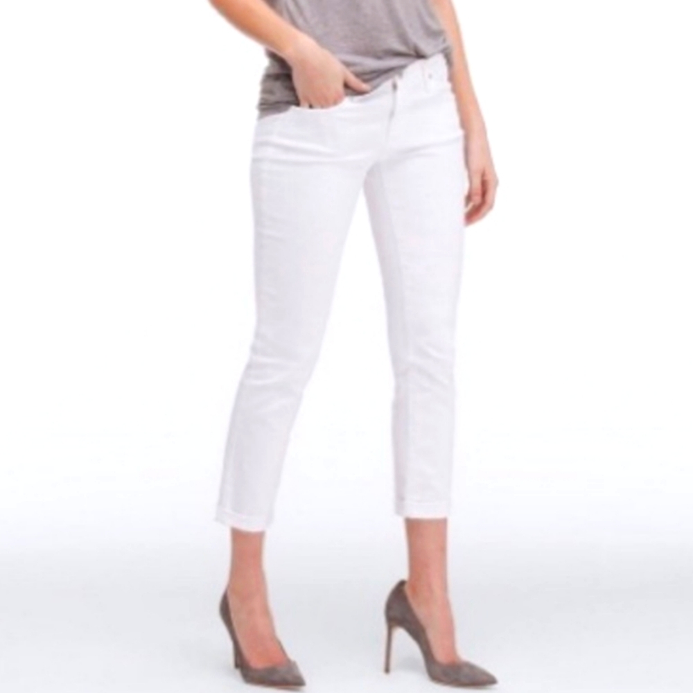 AG Adriano Goldschmied White Skinny Jeans with Roll-Up Hems. EUC